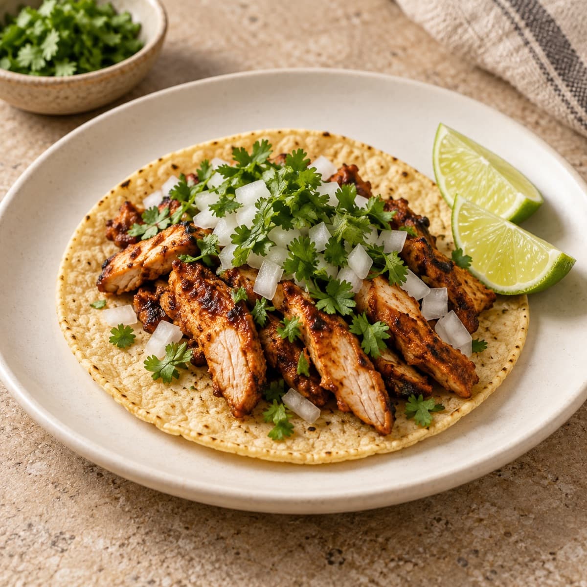 Taco de pollo adobado