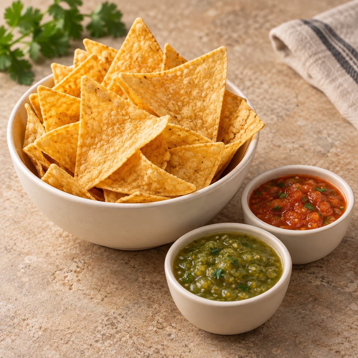 Totopos con dos salsas